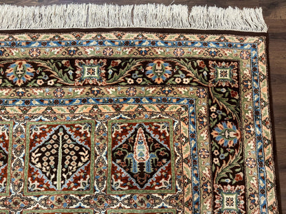 Sino Persian Rug 8x10, Panel Design, Brown, Multicolor, Wool, Cedar Trees