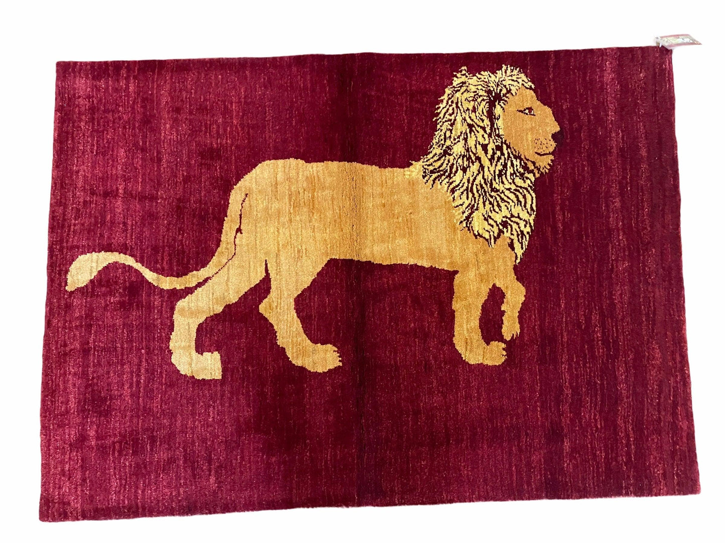 3.5 X 5 Handmade Rug Vintage New Rug Quality Wool Lion Red Veggy Dyes Pictorial