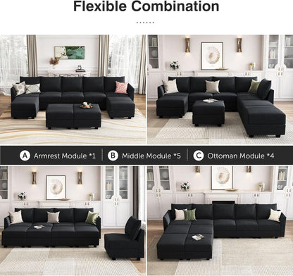 Premium Velvet Black Multifunctional Storage Ottoman
