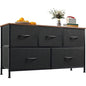 5 Drawer Fabric Dresser With Bins And Wood Top For Bedroom