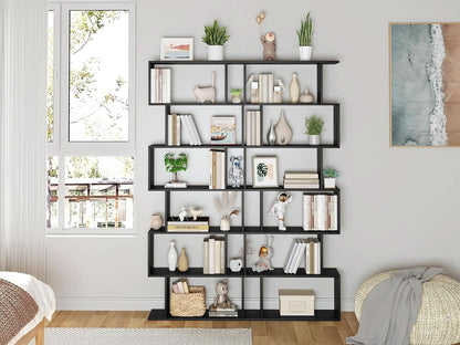 6 Tier S Shaped Bookshelf Freestanding Modern Display