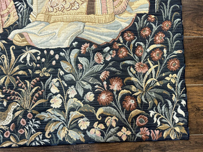 Vintage Belgium Tapestry 4x5, The Concet Musicians, Green