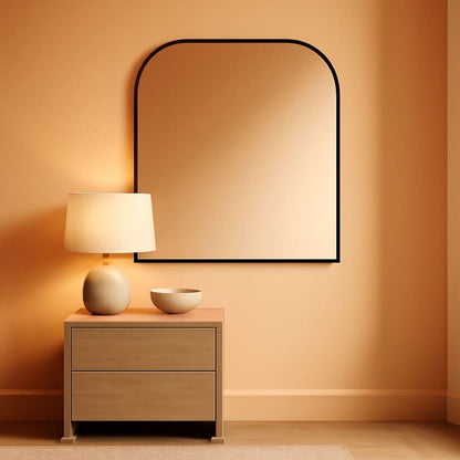 Master And Co Modern Metal Arch Wall Mirror 36x32 Black