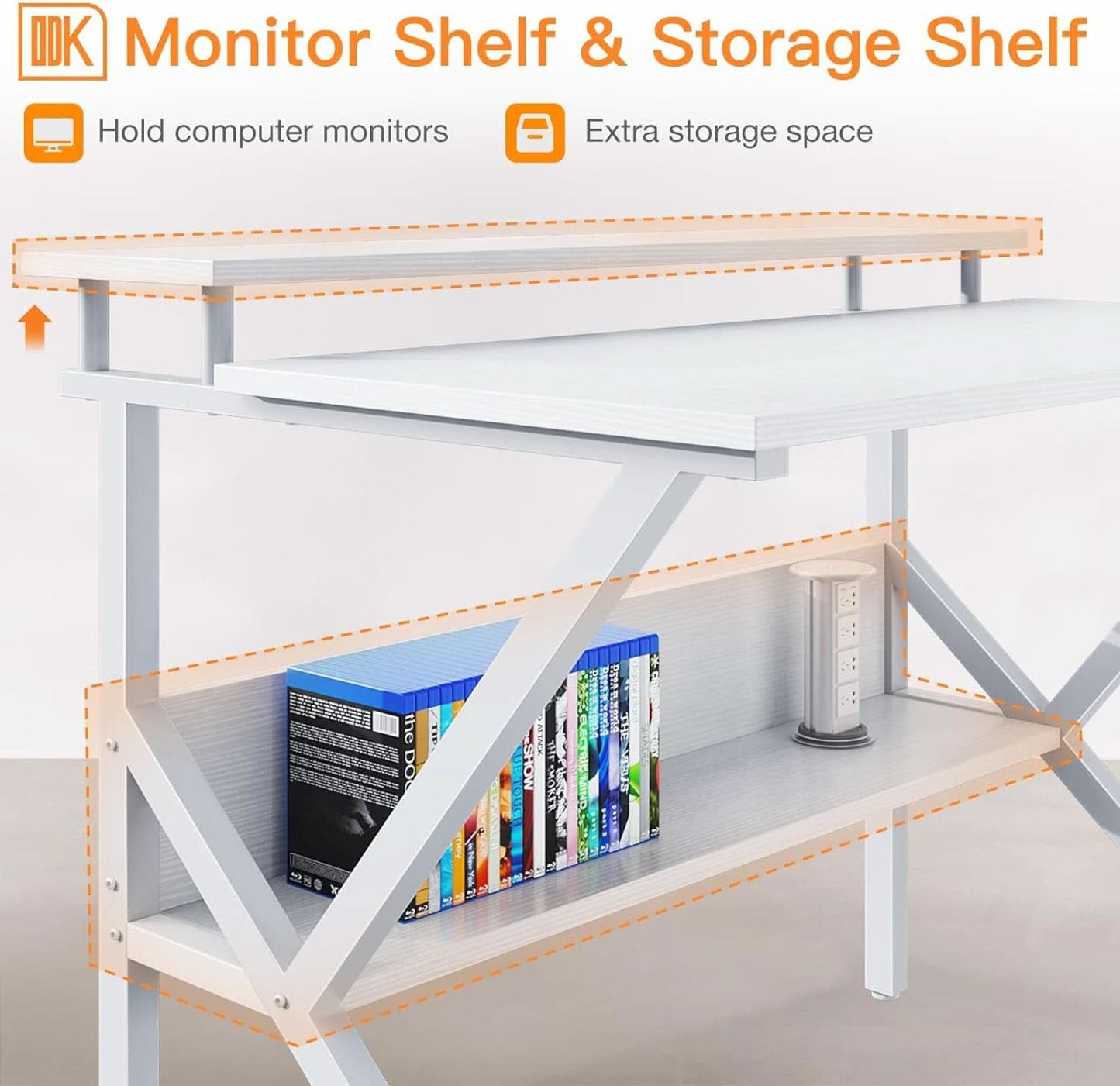 27.5 Inch White Computer Desk With Storage Shelves