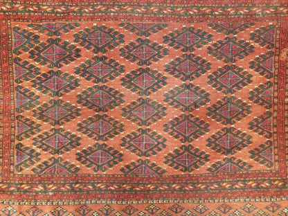 Antique Turkoman Rug 3'4" x 5', Collecticble Yamud Oriental Rug, Seat Pillow Cushion Cover, Tribal Mat, Wool Red Hand-Knotted Mafresh Carpet