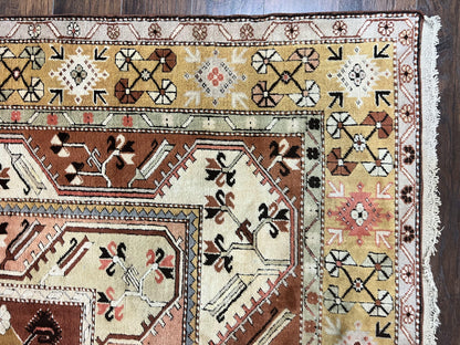 Turkish Rug 7x10, Wool Hand Knotted Vintage Carpet, Geometric Kazak Pattern