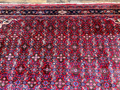 Large Persian Tribal Rug 11x17, Palace Sized Wool Handmade Vintage Carpet, Oversized Hand Knotted Rug, Red, Hamadan Dargazin Rug