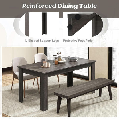 Grey 63 Inch Dining Table Farmhouse Kitchen Center Table