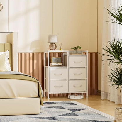 White 5 Drawer Dresser With Metal Frame Bedroom Storage