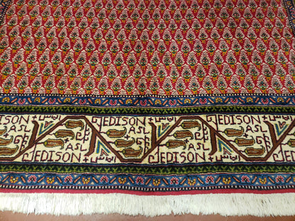 6x9 Finely Woven Turkish Tribal Rug, Boteh/Paisley Pattern, Red & Beige Area Rug, Vintage Wool Carpet, Entryway Rug, Hand-Knotted Foyer Rug