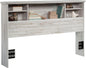Versatile White Plank Headboard with Adjustable Storage Shelves