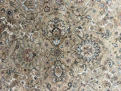 Indo Mahal Rug 8x10, Indian Jaipur Rug 8 x 10 ft, Wool Indo Persian Carpet, Handmade Traditional Floral Area Rug, Olive Green, Vintage Rug