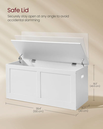 Cloud White Oversized Entryway Storage Bench Hinges