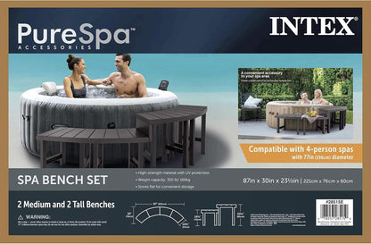 Two Medium Height PureSpa Benches For Four Person Spas Featuring Curved Seating Set