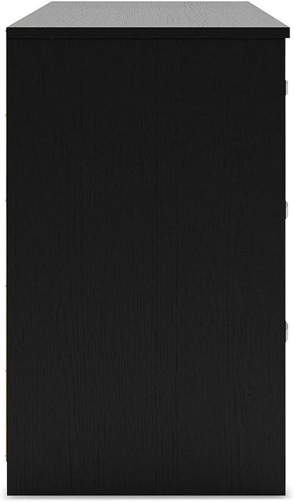Black Contemporary Six Drawer Dresser Ball Bearing Slides