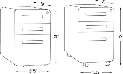 Stockpile 3 Drawer File Cabinet With Lock Under Desk