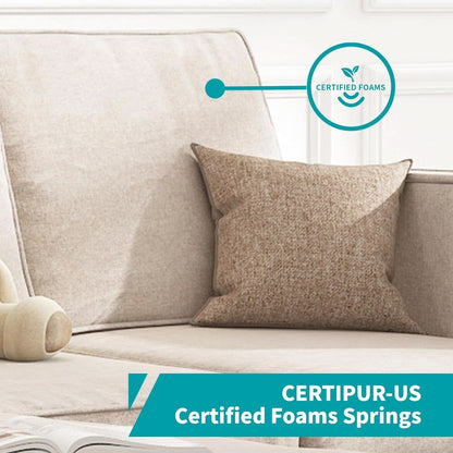 Beige Sectional Sofa Set With Movable Storage Ottoman