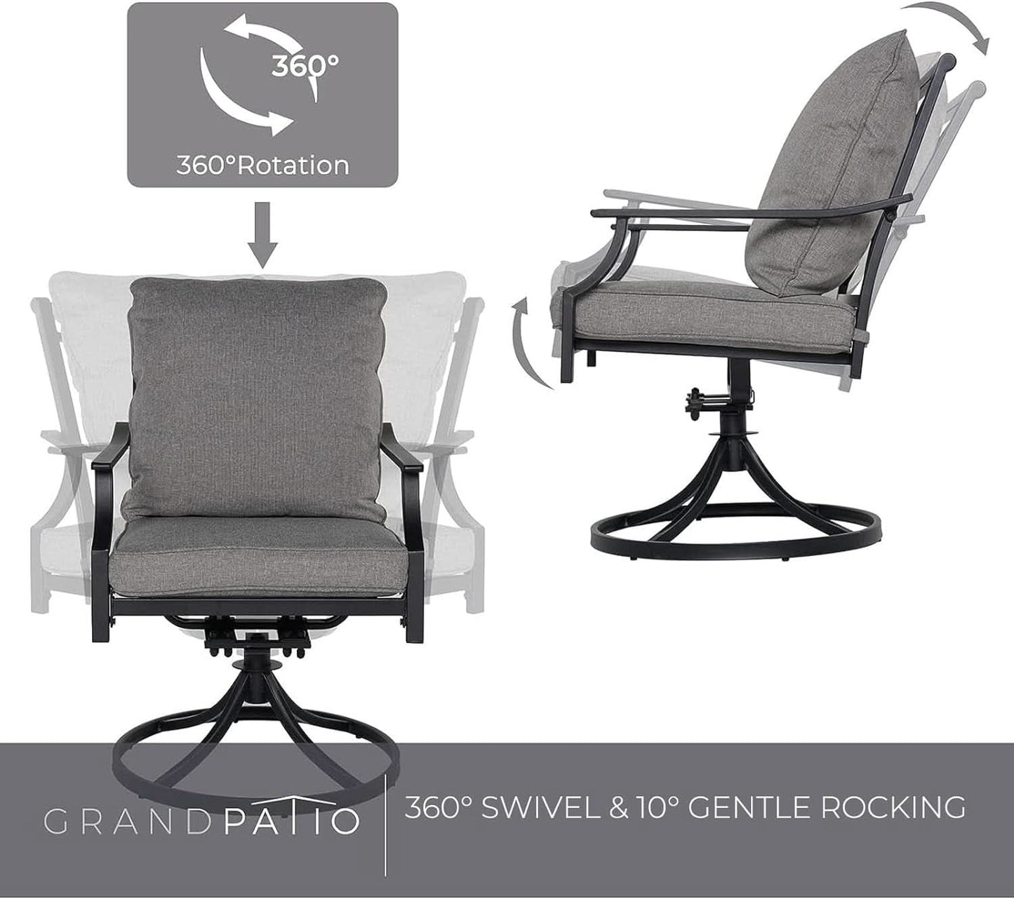 7 Piece Patio Dining Set For 6 With Swivel Chairs And Olefin Cushions