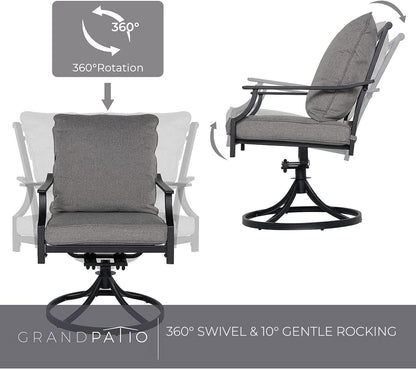 7 Piece Patio Dining Set For 6 With Swivel Chairs And Olefin Cushions