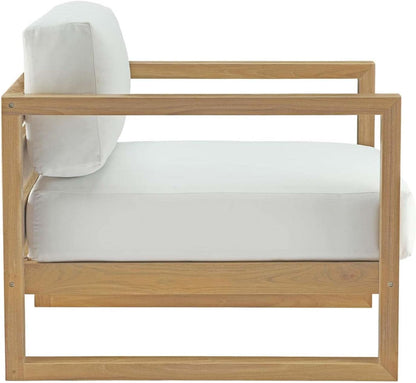 Natural White Teak Wood Outdoor 6-Piece Sectional Sofa Set