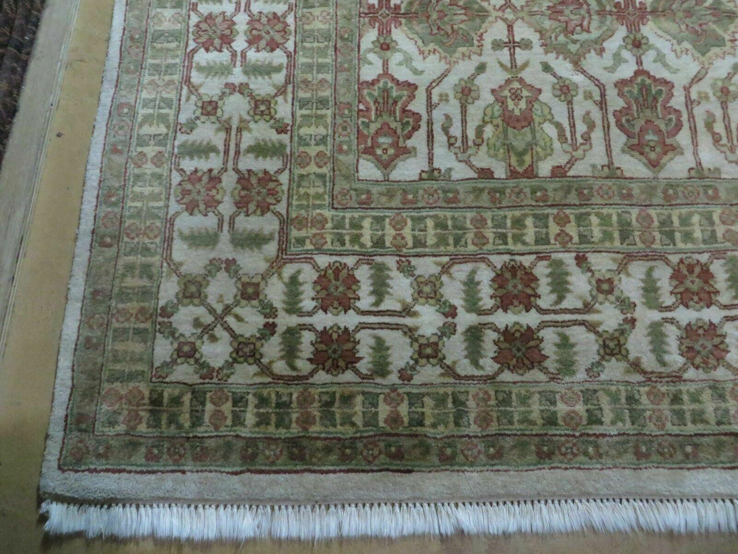 8' 5" X 12' Handmade India Agra Floral Oriental Wool Rug Tea Washed Carpet Nice