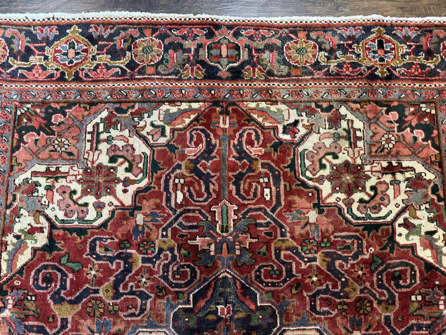 Persian Heriz Rug 6.6 x 9, Geometric Wool Persian Carpet