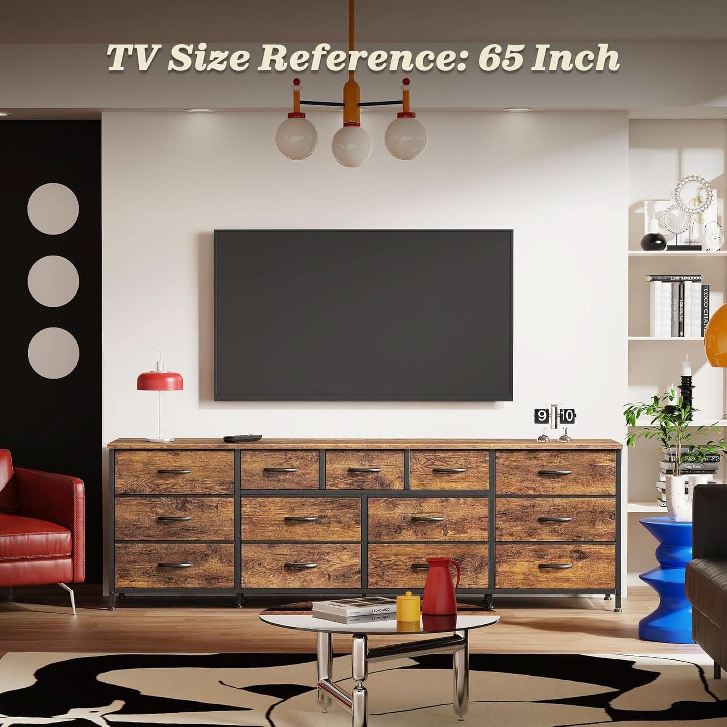 70 Inch Dresser TV Entertainment Center With Drawers