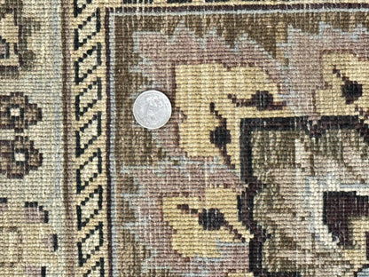 Indo Persian Rug 9x12, Floral Allover, Midnight Blue, Handmade Vintage Wool Oriental Carpet