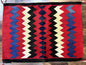 Antique Navajo Rug 3.7 x 2.8, Red Ivory Blue, Zig Zag Pattern, Handmade, Wool