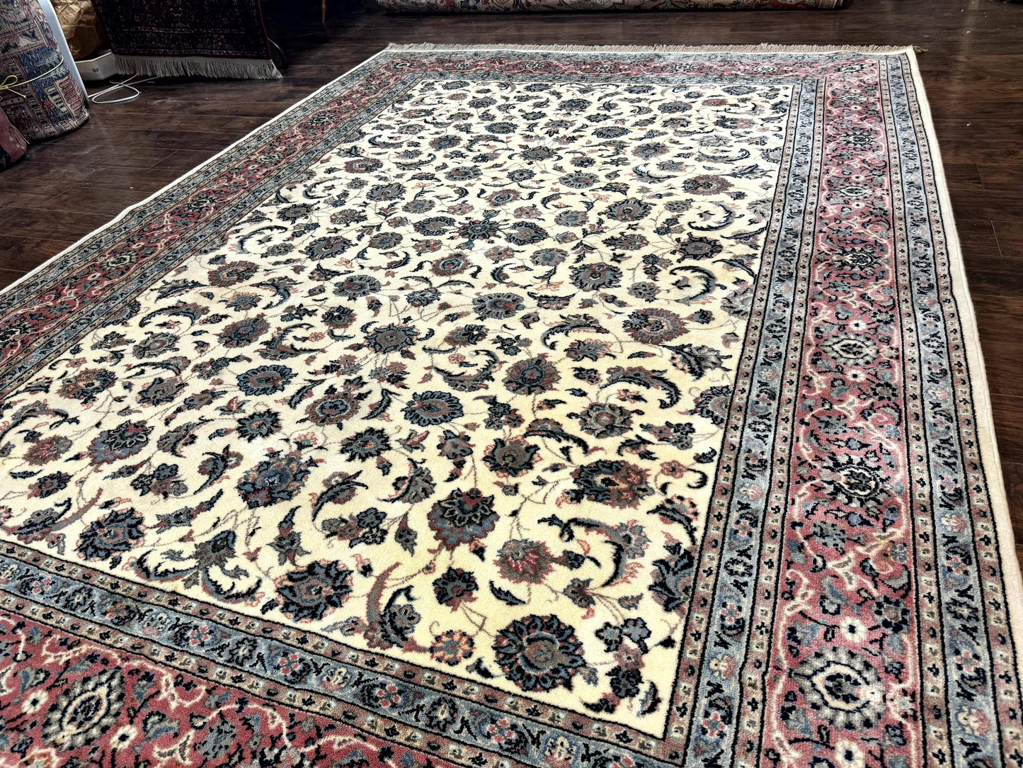 Karastan Rug 8.8 x 12, Ivory Rose Ka'shan #768, Wool Pile Karastan Carpet, Original 700 Series, Rare, Discontinued, Vintage
