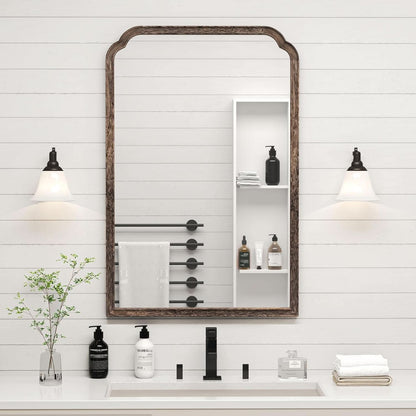 24 X 36 Solid Wood Bathroom Mirror Rustic Brown Frame For Living Room Bedroom Vanity