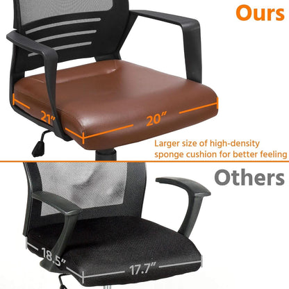 Ergonomic Leather Mesh Office Chair Lumbar Support Brown