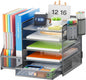 Grey 5 Tier Mesh Desk Organizer With Drawer And File Trays