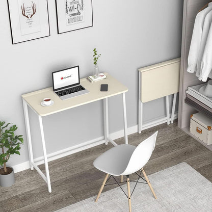 Folding Desk 31.5 Inch Oak Wood Small Space Computer Table