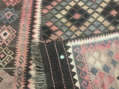 Persian Kurdish Kilim Rug 8x10, Large Flatweave Tribal Bohemian Rug, Vintage Zarand Kilim