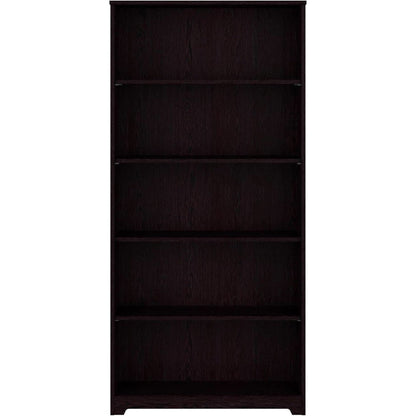 Tall Five Shelf Bookcase Espresso Oak For Living Room