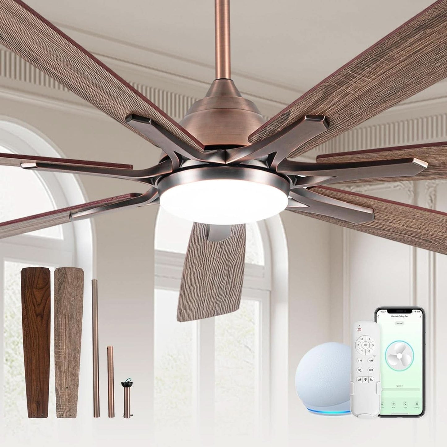 72 Inch Oil Rubbed Bronze Smart Outdoor Ceiling Fan