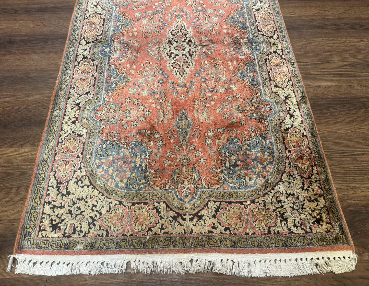 Indian Kashmiri Silk Rug 3x5, Fine 260 KPSI, Hand Knotted