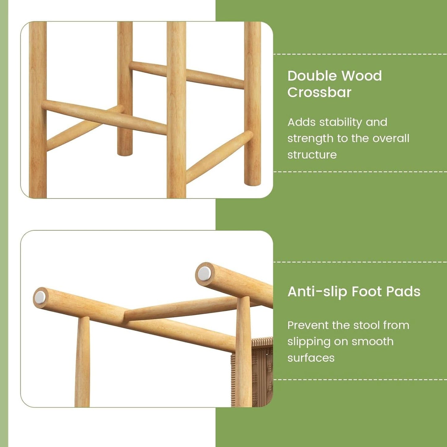 26 Inch Counter Height Wood Bar Stools Set of Two