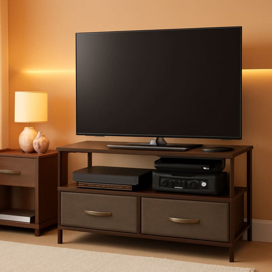 Dresser Style TV Stand With Two Drawers And Wood Top