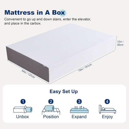 Memory Foam Mattress 12Inch Ultra Soft White Comfort