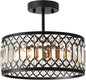 Crystal Black Three Light Semi Flush Mount Ceiling Light