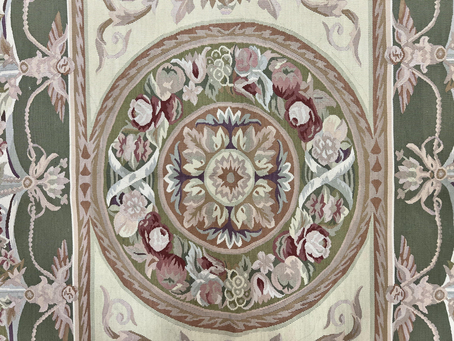 Aubusson Rug 5x8, Wool Handmade Vintage Carpet, Angel Motifs, Flatweave Rug 5 x 8, Medium Sized, European Design