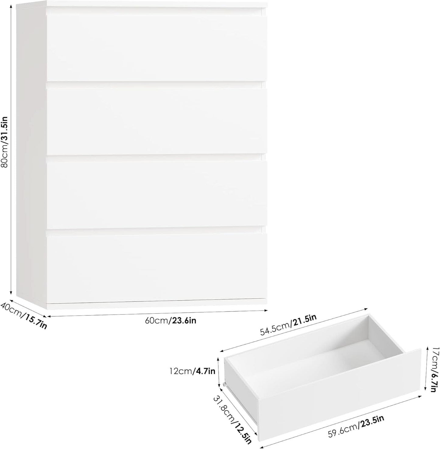White Four Drawer Dresser Ultra Minimalist Cabinet