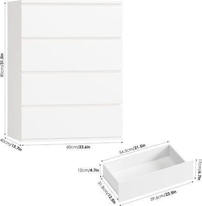 White Four Drawer Dresser Ultra Minimalist Cabinet