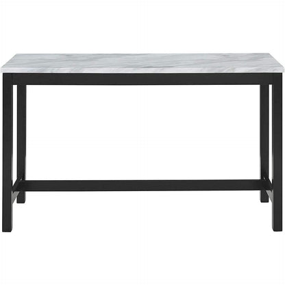 Blue Velvet Bar Table Set With 3 Stools Faux Marble Top