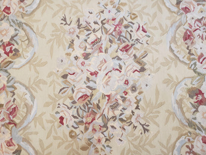 Aubusson Rug 6x9, Elegant Flatweave Rug, Aubusson Savonnerie 6 x 9 Flatweave Area Rug, Cream and Red, Wool Hand Woven Carpet, Medium Size