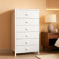 White Tall Dresser With Six Fabric Drawers For Organization