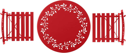 Indoor Outdoor 3 Piece Folding Bistro Set Red Table Chairs