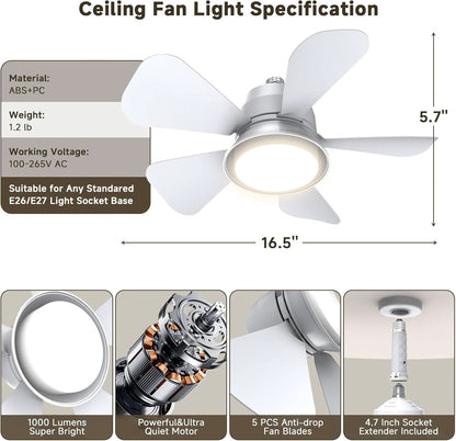 Ceiling Fan With Lights Remote Dimmable LED 3000K 6000K